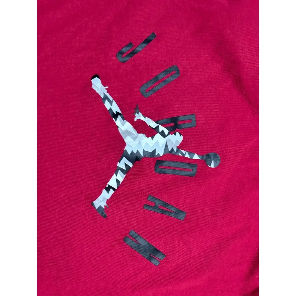 Jordan Shirt Men Size Large Red Jumpman Graphic Short Sleeve Cotton